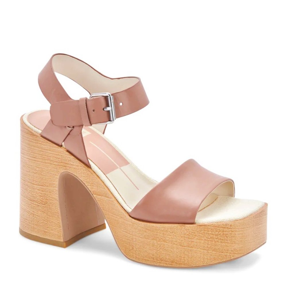 New DOLCE VITA Wallis Sandal Cafe Leather Chunky Platform Block Heel 9